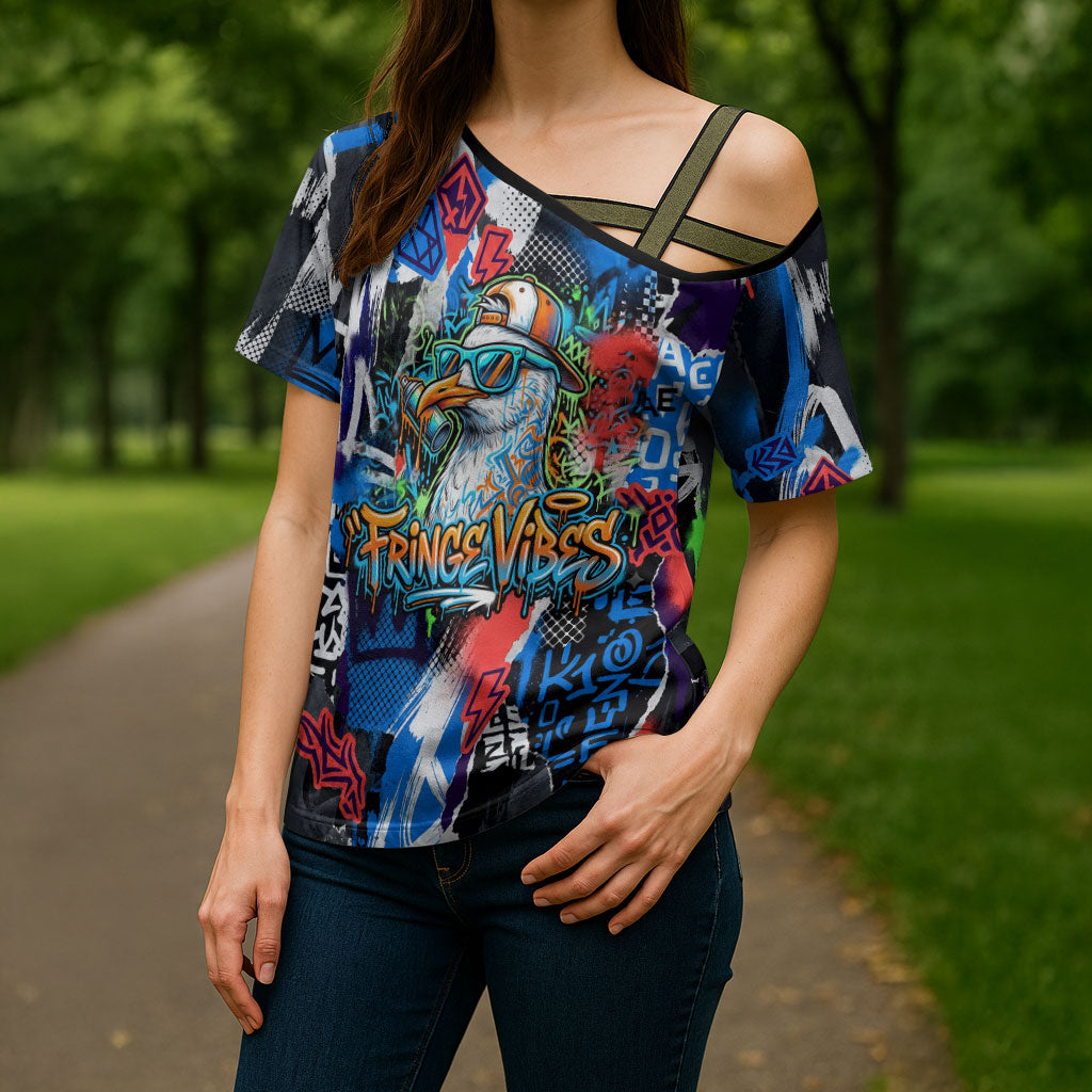 Edinburgh Fringe Festival Cross Shoulder Shirt Fringe Vibes Graffiti Seagull Scotland Bagpipes Street Art