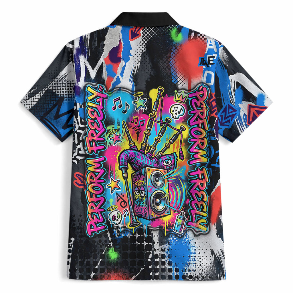 Edinburgh Fringe Festival Hawaiian Shirt Fringe Vibes Graffiti Seagull Scotland Bagpipes Street Art