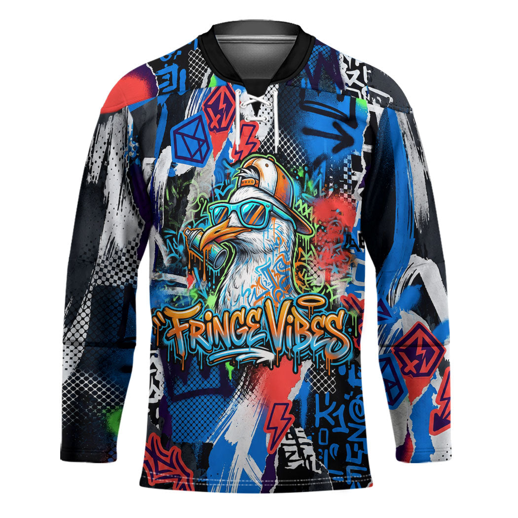 Edinburgh Fringe Festival Hockey Jersey Fringe Vibes Graffiti Seagull Scotland Bagpipes Street Art