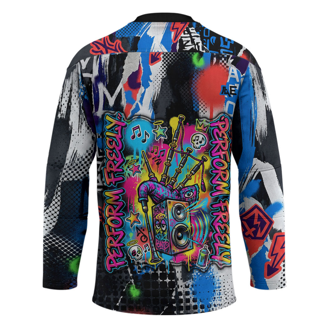 Edinburgh Fringe Festival Hockey Jersey Fringe Vibes Graffiti Seagull Scotland Bagpipes Street Art