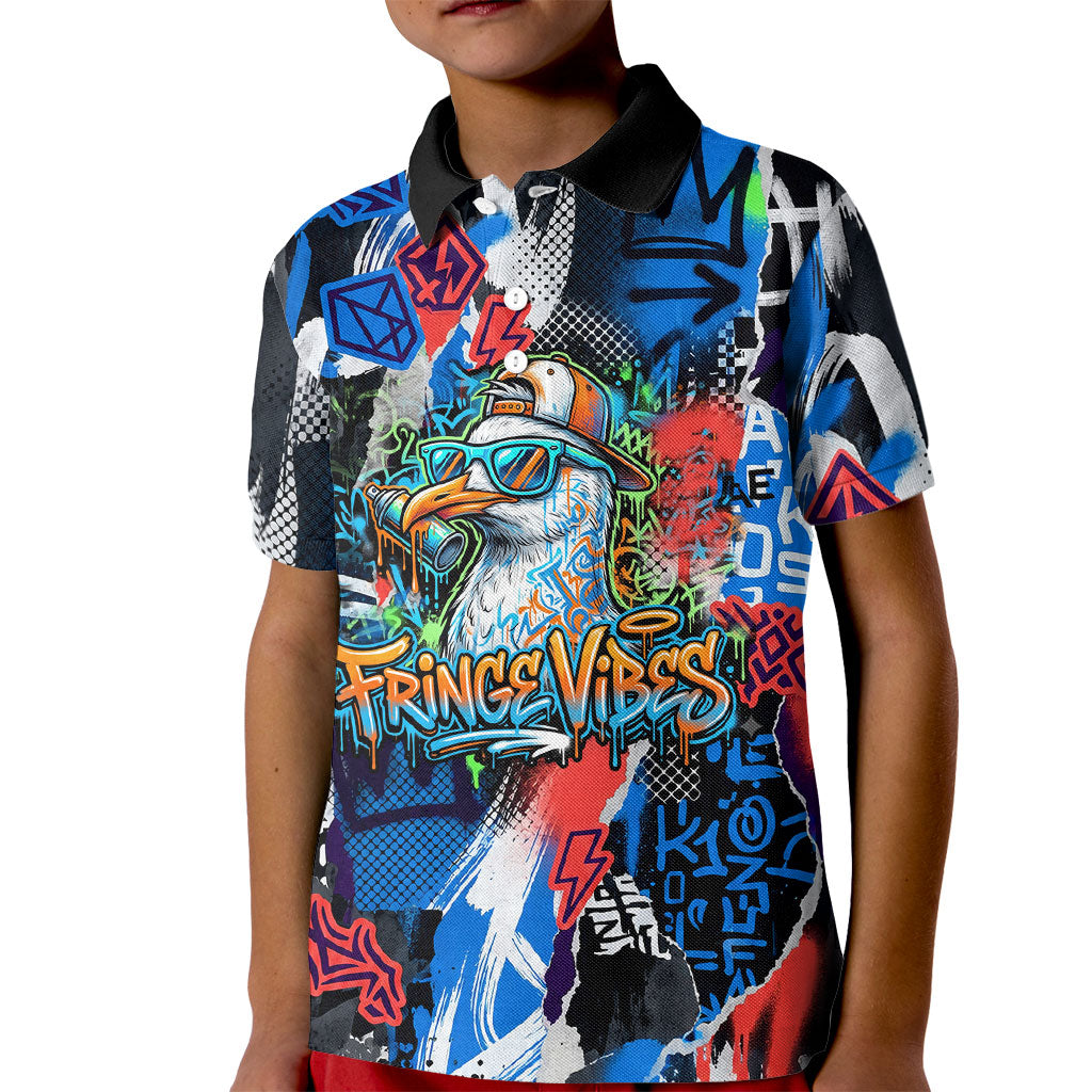 Edinburgh Fringe Festival Kid Polo Shirt Fringe Vibes Graffiti Seagull Scotland Bagpipes Street Art