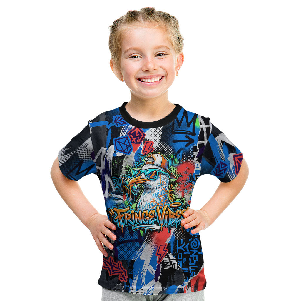 Edinburgh Fringe Festival Kid T Shirt Fringe Vibes Graffiti Seagull Scotland Bagpipes Street Art