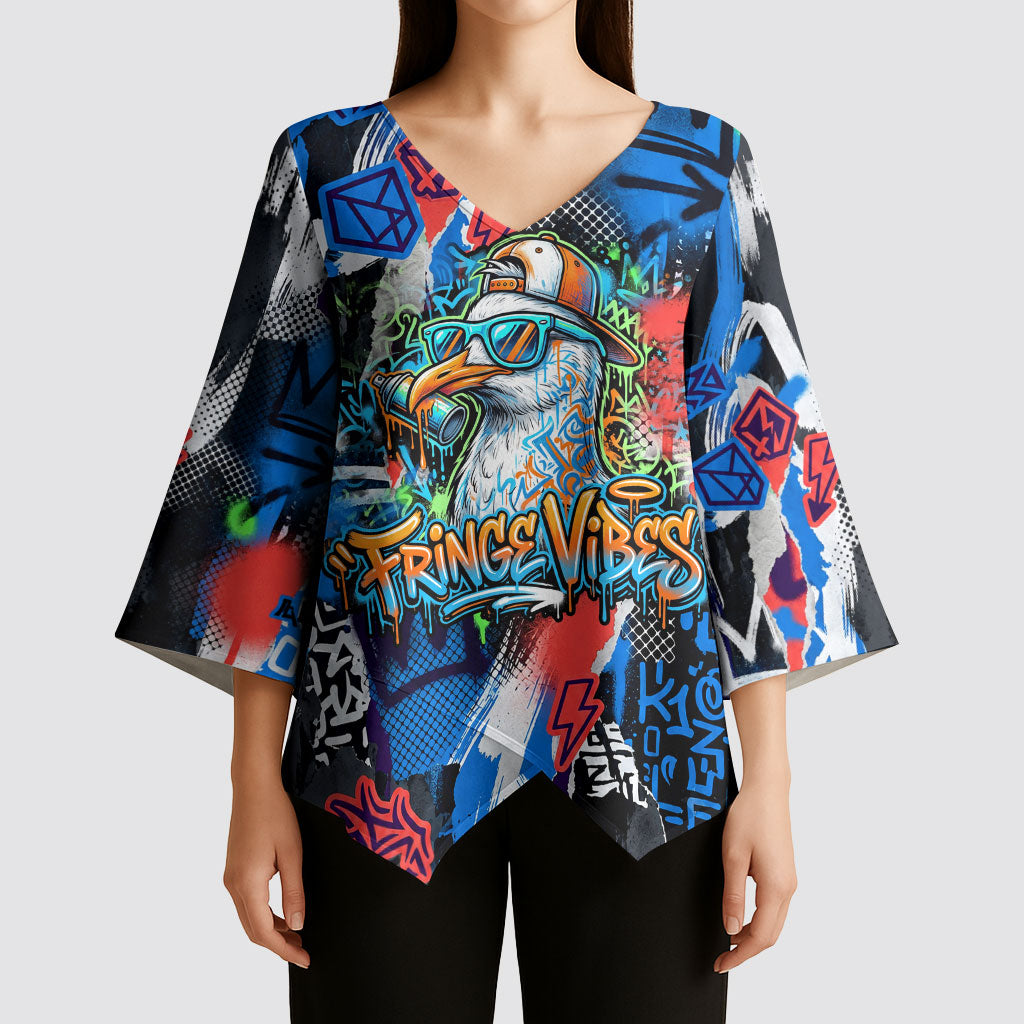 Edinburgh Fringe Festival Kimono Sleeve Blouse Fringe Vibes Graffiti Seagull Scotland Bagpipes Street Art
