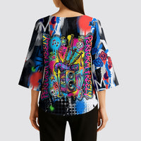 Edinburgh Fringe Festival Kimono Sleeve Blouse Fringe Vibes Graffiti Seagull Scotland Bagpipes Street Art