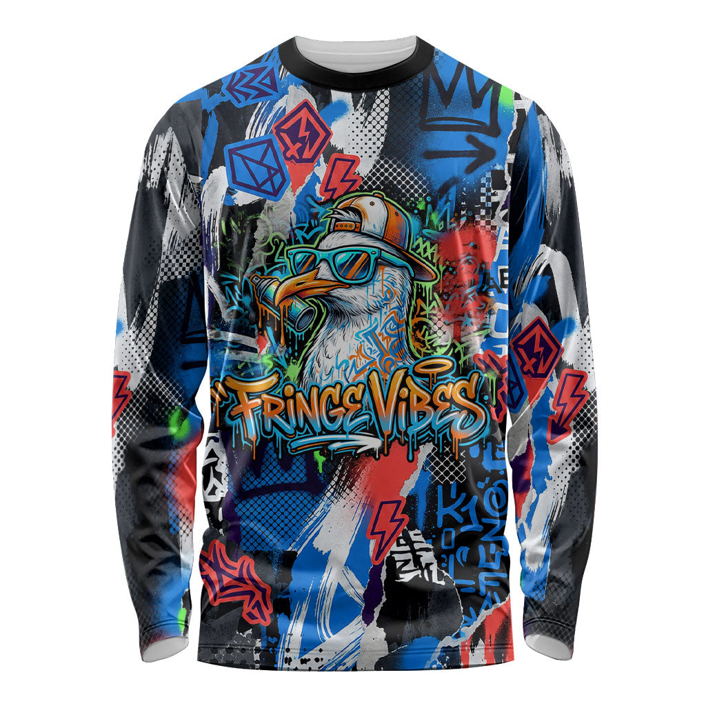 Edinburgh Fringe Festival Long Sleeve Shirt Fringe Vibes Graffiti Seagull Scotland Bagpipes Street Art