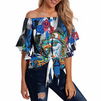 Edinburgh Fringe Festival Off Shoulder Wrap Waist Top Fringe Vibes Graffiti Seagull Scotland Bagpipes Street Art