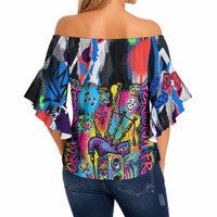 Edinburgh Fringe Festival Off Shoulder Wrap Waist Top Fringe Vibes Graffiti Seagull Scotland Bagpipes Street Art