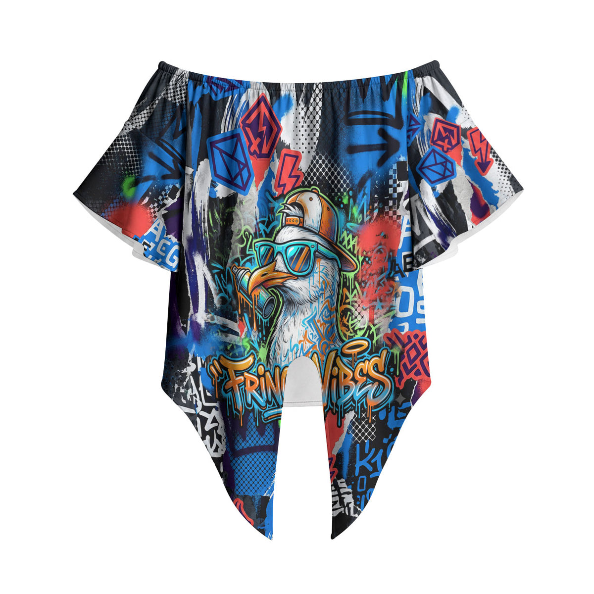 Edinburgh Fringe Festival Off Shoulder Wrap Waist Top Fringe Vibes Graffiti Seagull Scotland Bagpipes Street Art