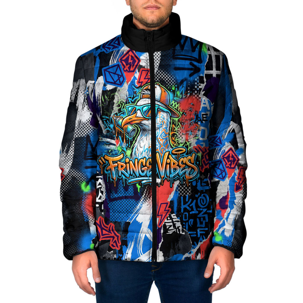 Edinburgh Fringe Festival Padded Jacket Fringe Vibes Graffiti Seagull Scotland Bagpipes Street Art