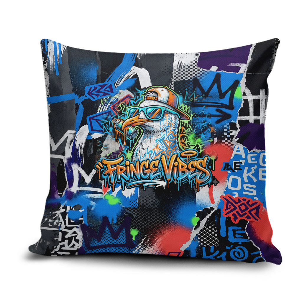 Edinburgh Fringe Festival Pillow Cover Fringe Vibes Graffiti Seagull Scotland Bagpipes Street Art