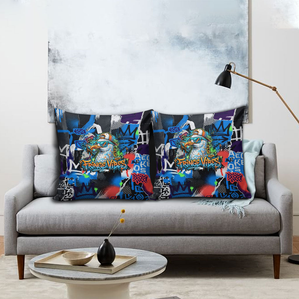 Edinburgh Fringe Festival Pillow Cover Fringe Vibes Graffiti Seagull Scotland Bagpipes Street Art