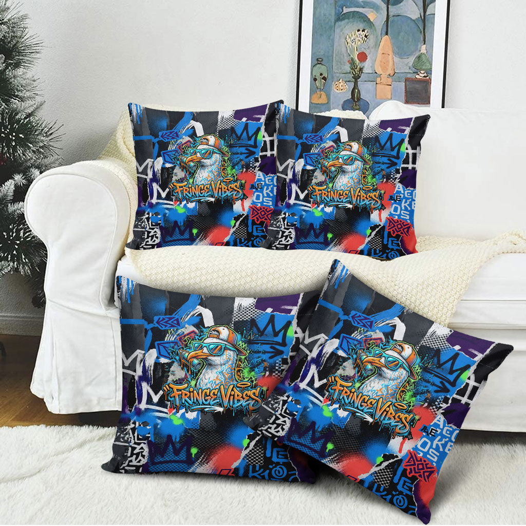 Edinburgh Fringe Festival Pillow Cover Fringe Vibes Graffiti Seagull Scotland Bagpipes Street Art