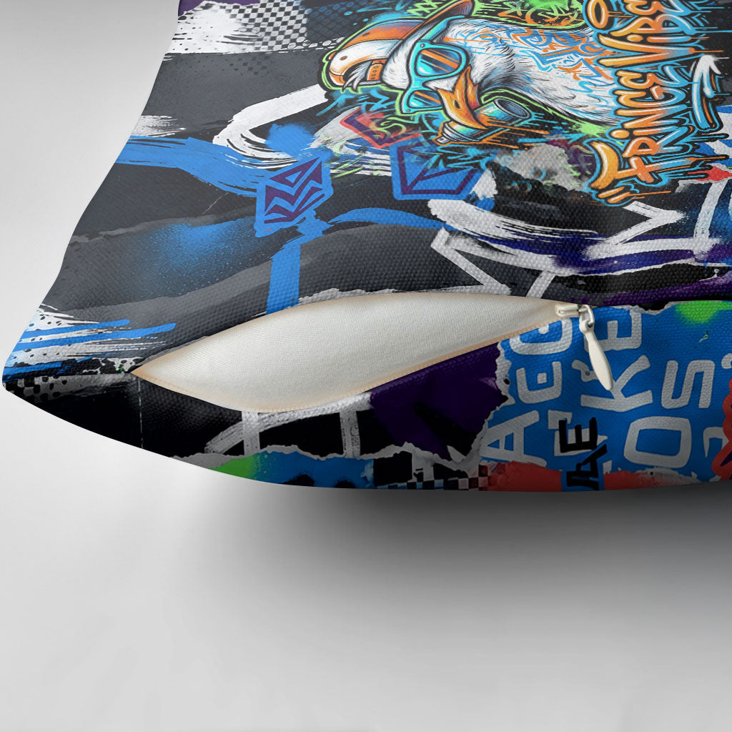 Edinburgh Fringe Festival Pillow Cover Fringe Vibes Graffiti Seagull Scotland Bagpipes Street Art