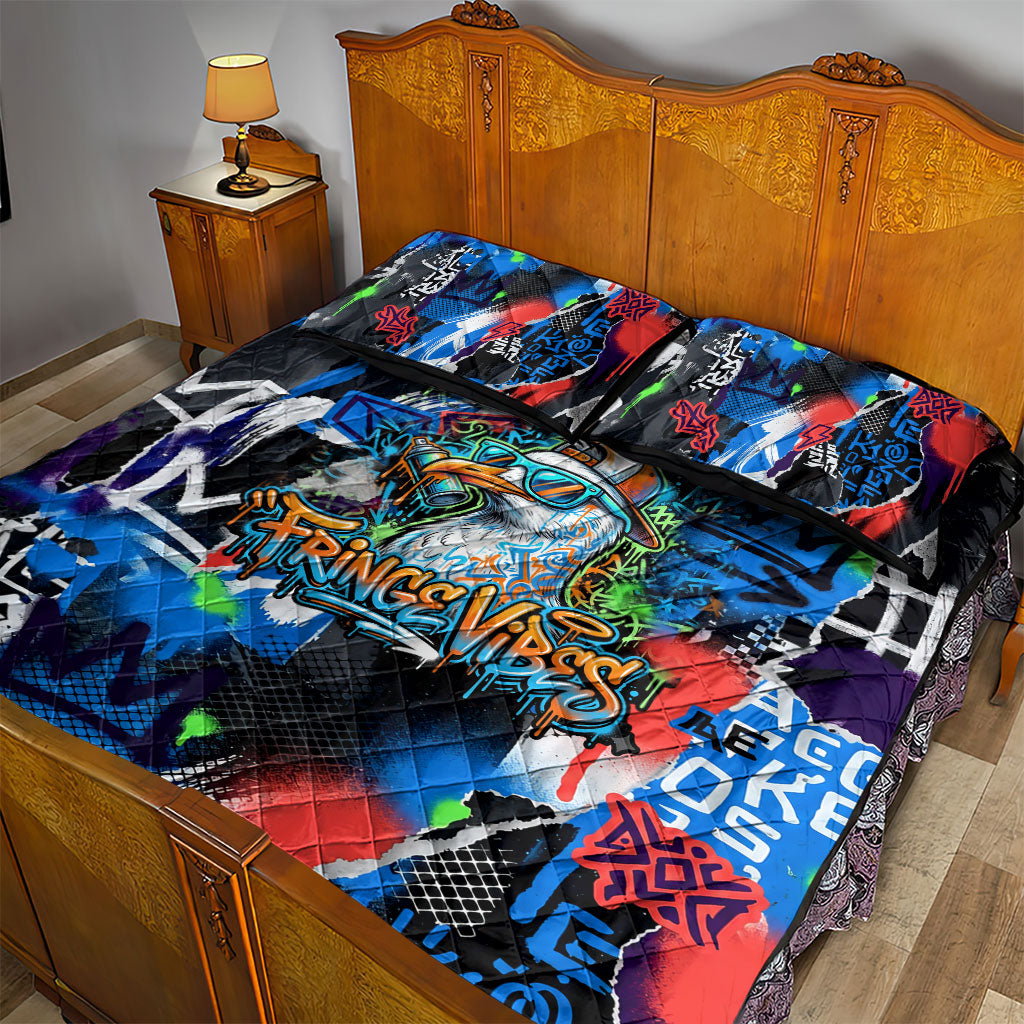 Edinburgh Fringe Festival Quilt Bed Set Fringe Vibes Graffiti Seagull Scotland Bagpipes Street Art