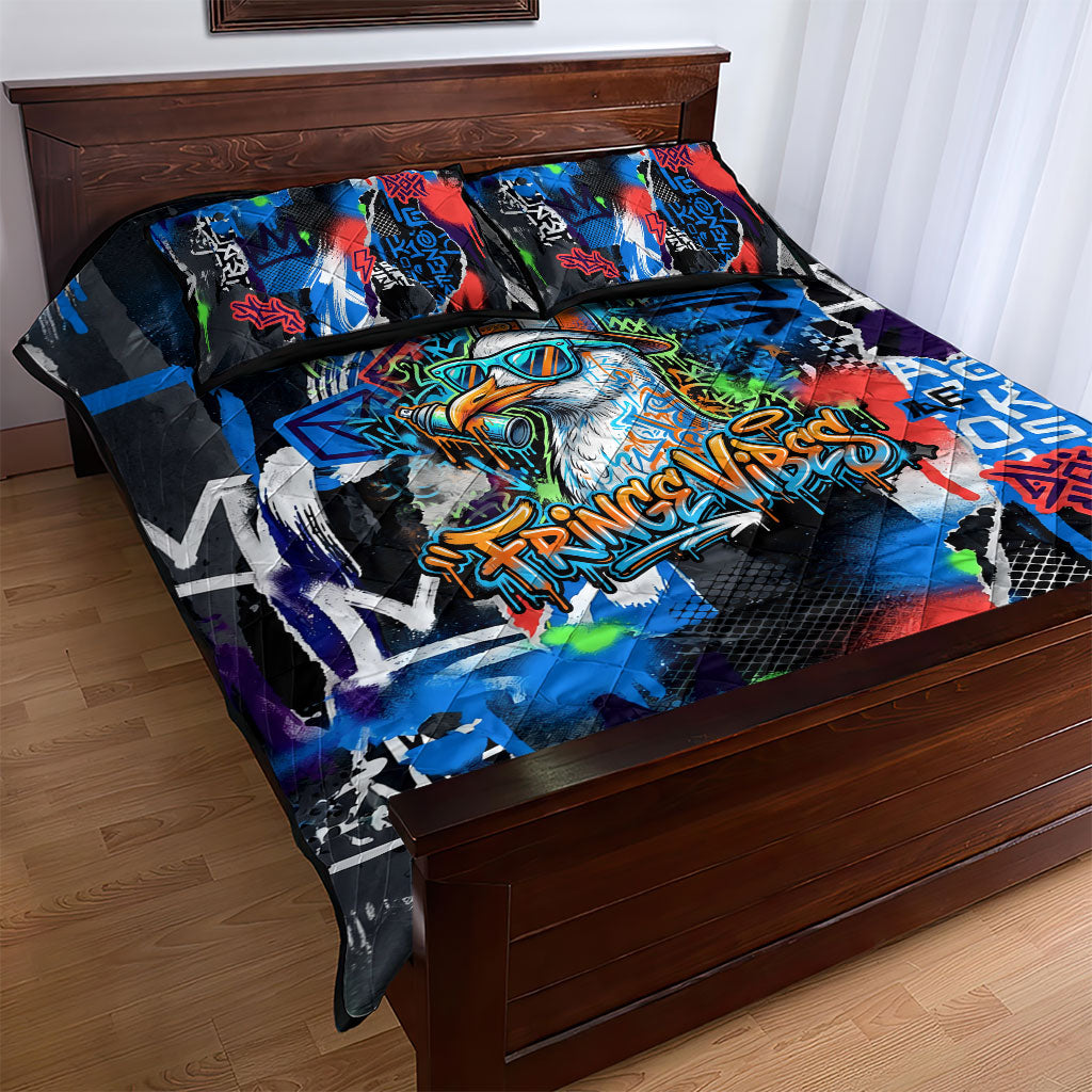 Edinburgh Fringe Festival Quilt Bed Set Fringe Vibes Graffiti Seagull Scotland Bagpipes Street Art