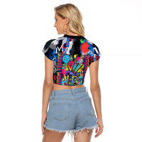 Edinburgh Fringe Festival Raglan Cropped T Shirt Fringe Vibes Graffiti Seagull Scotland Bagpipes Street Art