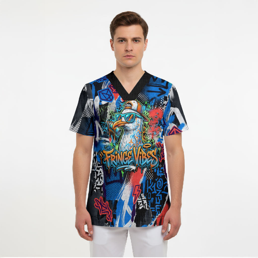 Edinburgh Fringe Festival Scrub Top Fringe Vibes Graffiti Seagull Scotland Bagpipes Street Art