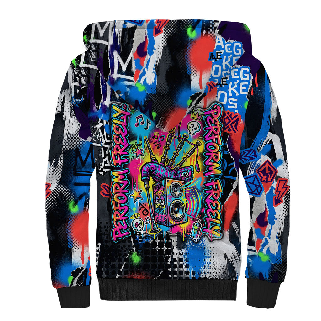 Edinburgh Fringe Festival Sherpa Hoodie Fringe Vibes Graffiti Seagull Scotland Bagpipes Street Art
