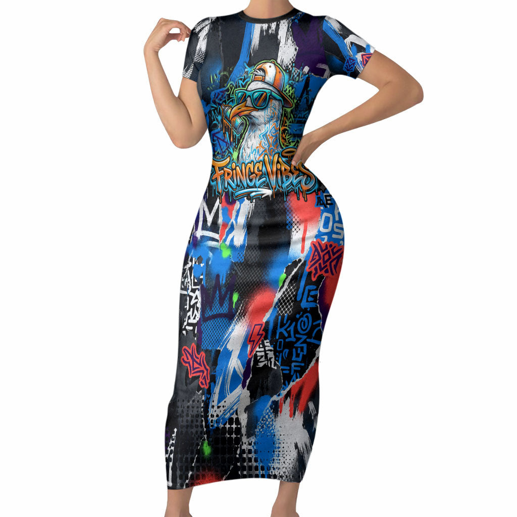 Edinburgh Fringe Festival Short Sleeve Bodycon Dress Fringe Vibes Graffiti Seagull Scotland Bagpipes Street Art