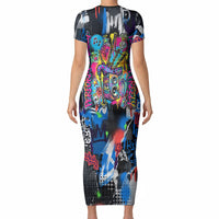 Edinburgh Fringe Festival Short Sleeve Bodycon Dress Fringe Vibes Graffiti Seagull Scotland Bagpipes Street Art