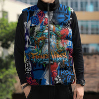 Edinburgh Fringe Festival Sleeveless Puffer Jacket Fringe Vibes Graffiti Seagull Scotland Bagpipes Street Art