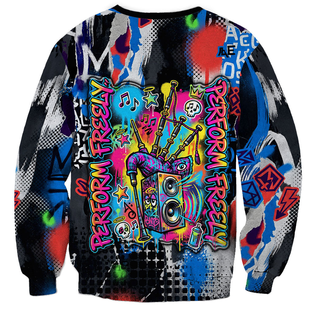 Edinburgh Fringe Festival Sweatshirt Fringe Vibes Graffiti Seagull Scotland Bagpipes Street Art