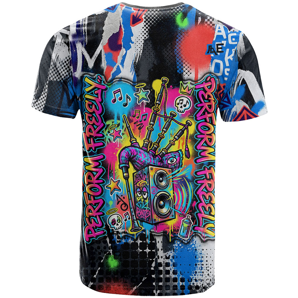 Edinburgh Fringe Festival T Shirt Fringe Vibes Graffiti Seagull Scotland Bagpipes Street Art