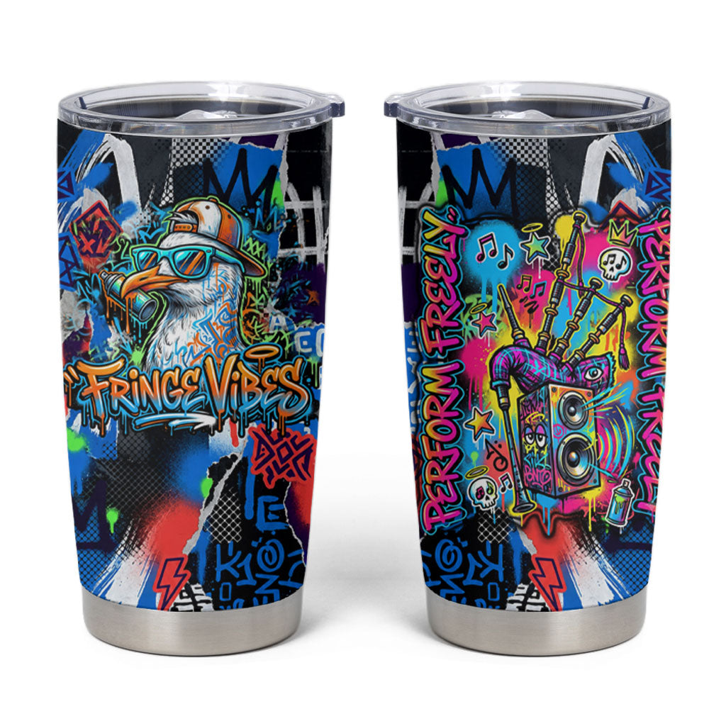 Edinburgh Fringe Festival Tumbler Cup Fringe Vibes Graffiti Seagull Scotland Bagpipes Street Art
