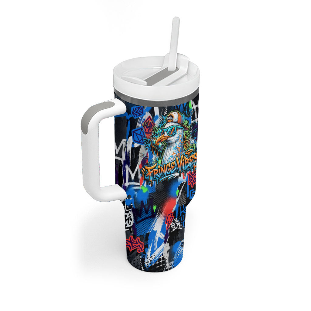 Edinburgh Fringe Festival Tumbler With Handle Fringe Vibes Graffiti Seagull Scotland Bagpipes Street Art