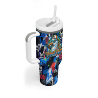 Edinburgh Fringe Festival Tumbler With Handle Fringe Vibes Graffiti Seagull Scotland Bagpipes Street Art