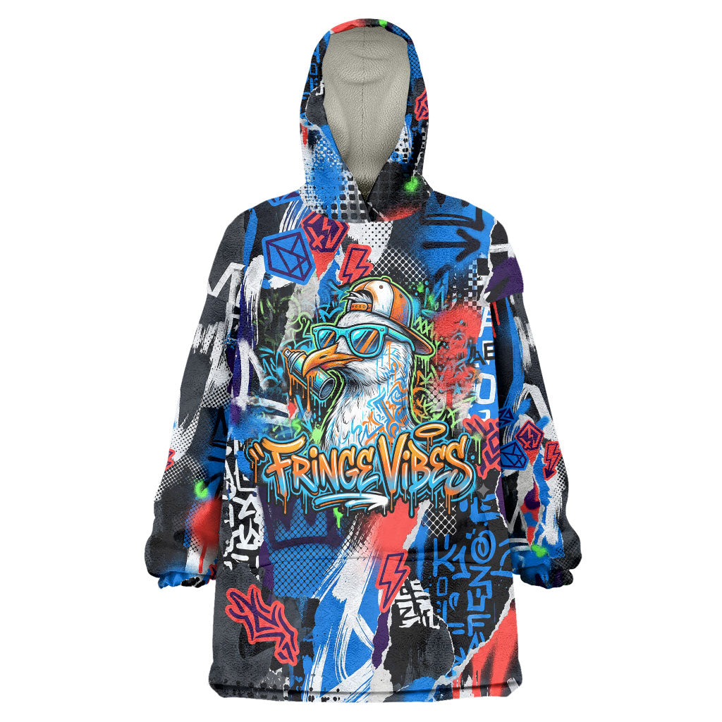 Edinburgh Fringe Festival Wearable Blanket Hoodie Fringe Vibes Graffiti Seagull Scotland Bagpipes Street Art