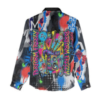 Edinburgh Fringe Festival Women Casual Shirt Fringe Vibes Graffiti Seagull Scotland Bagpipes Street Art