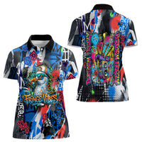 Edinburgh Fringe Festival Women Polo Shirt Fringe Vibes Graffiti Seagull Scotland Bagpipes Street Art