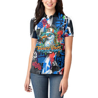 Edinburgh Fringe Festival Women Polo Shirt Fringe Vibes Graffiti Seagull Scotland Bagpipes Street Art
