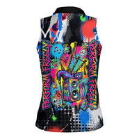 Edinburgh Fringe Festival Women Sleeveless Polo Shirt Fringe Vibes Graffiti Seagull Scotland Bagpipes Street Art