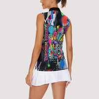Edinburgh Fringe Festival Women Sleeveless Polo Shirt Fringe Vibes Graffiti Seagull Scotland Bagpipes Street Art