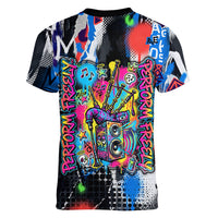 Edinburgh Fringe Festival Women V-Neck T-Shirt Fringe Vibes Graffiti Seagull Scotland Bagpipes Street Art
