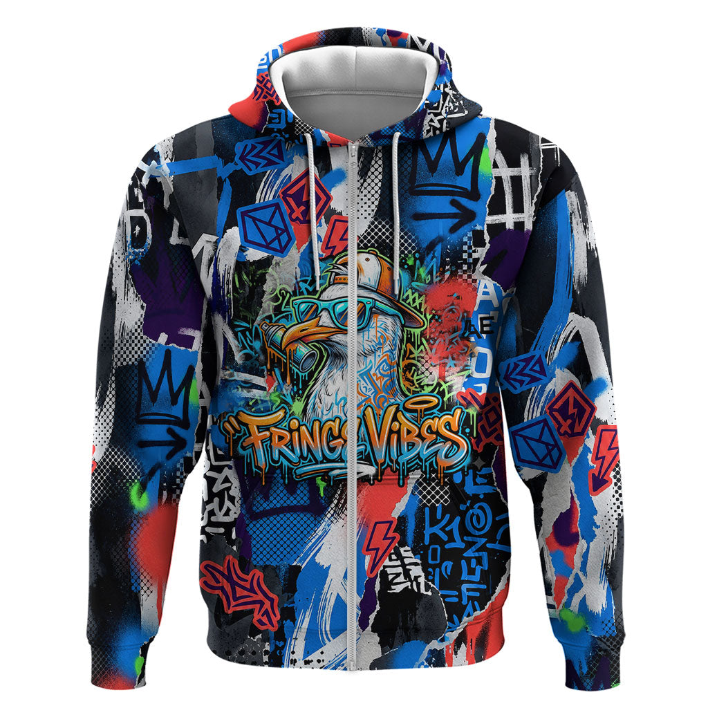 Edinburgh Fringe Festival Zip Hoodie Fringe Vibes Graffiti Seagull Scotland Bagpipes Street Art