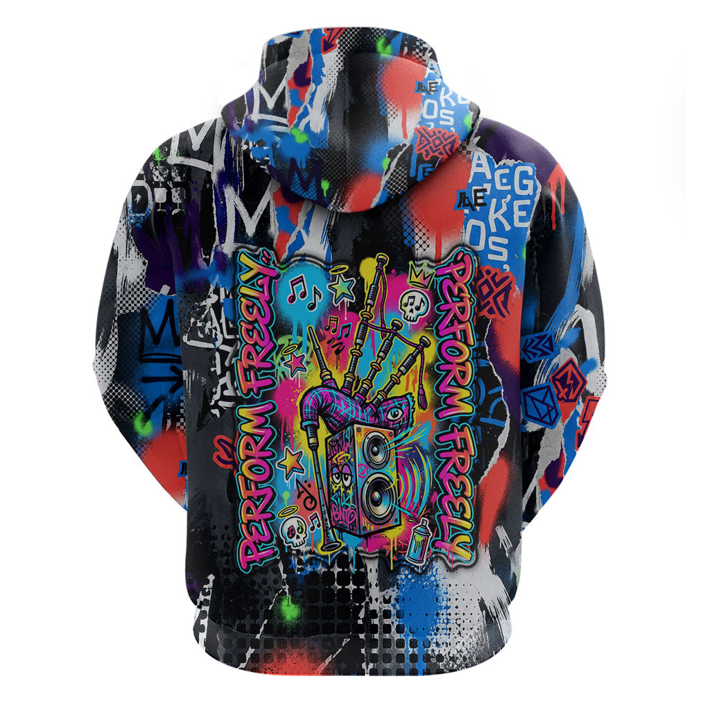 Edinburgh Fringe Festival Zip Hoodie Fringe Vibes Graffiti Seagull Scotland Bagpipes Street Art