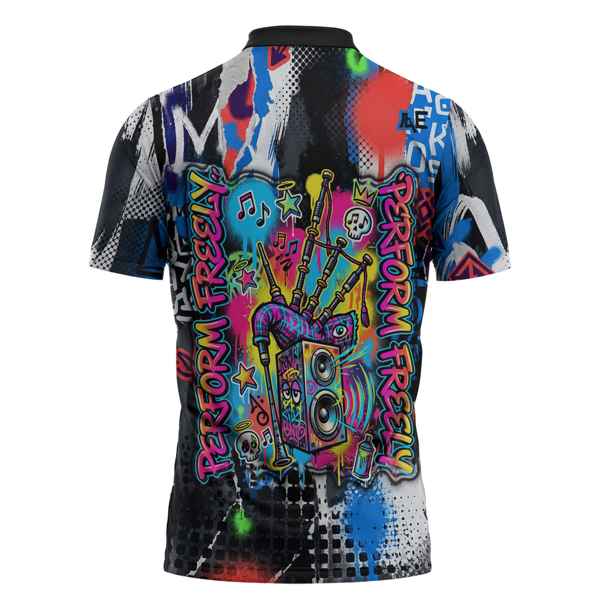 Edinburgh Fringe Festival Zipper Polo Shirt Fringe Vibes Graffiti Seagull Scotland Bagpipes Street Art