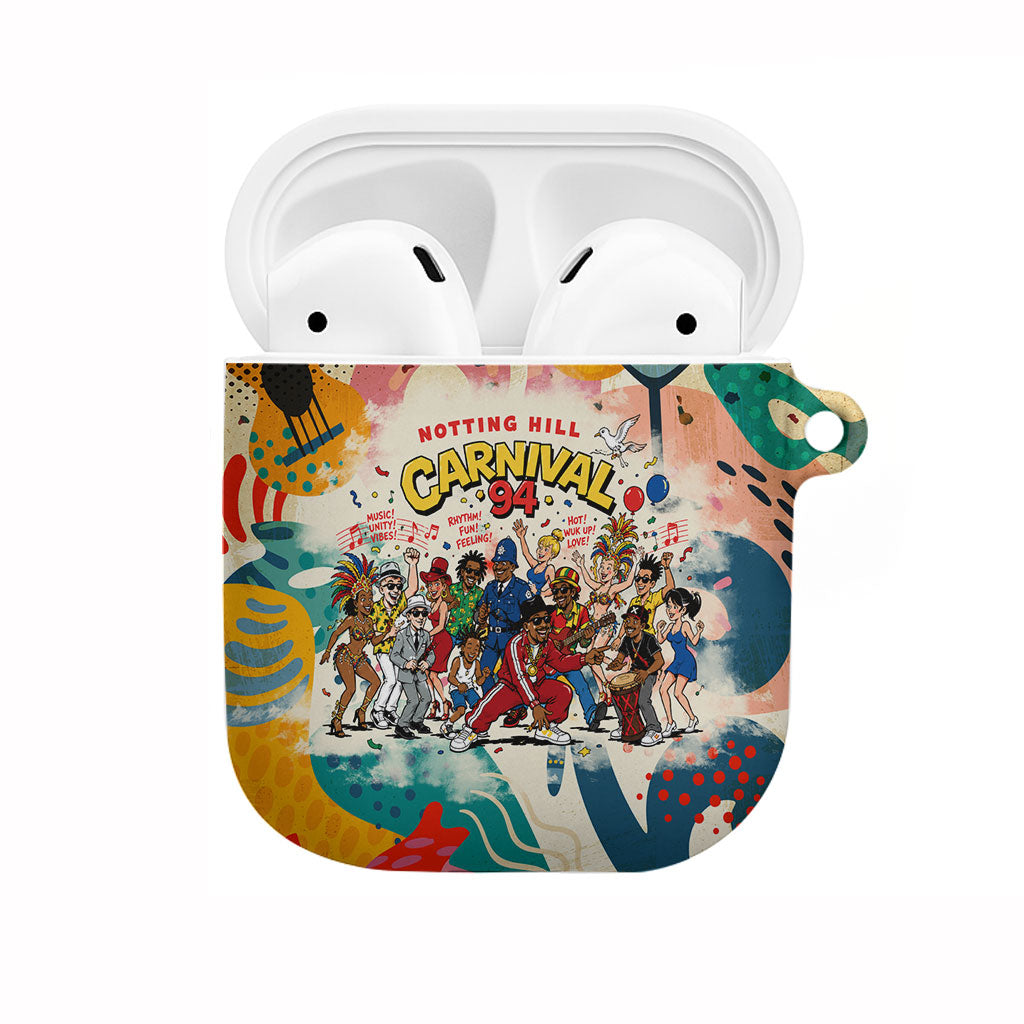 Notting Hill Carnival 94 AirPods Case Vintage Festival Music Caribbean Dancers Steel Drums Pop Art