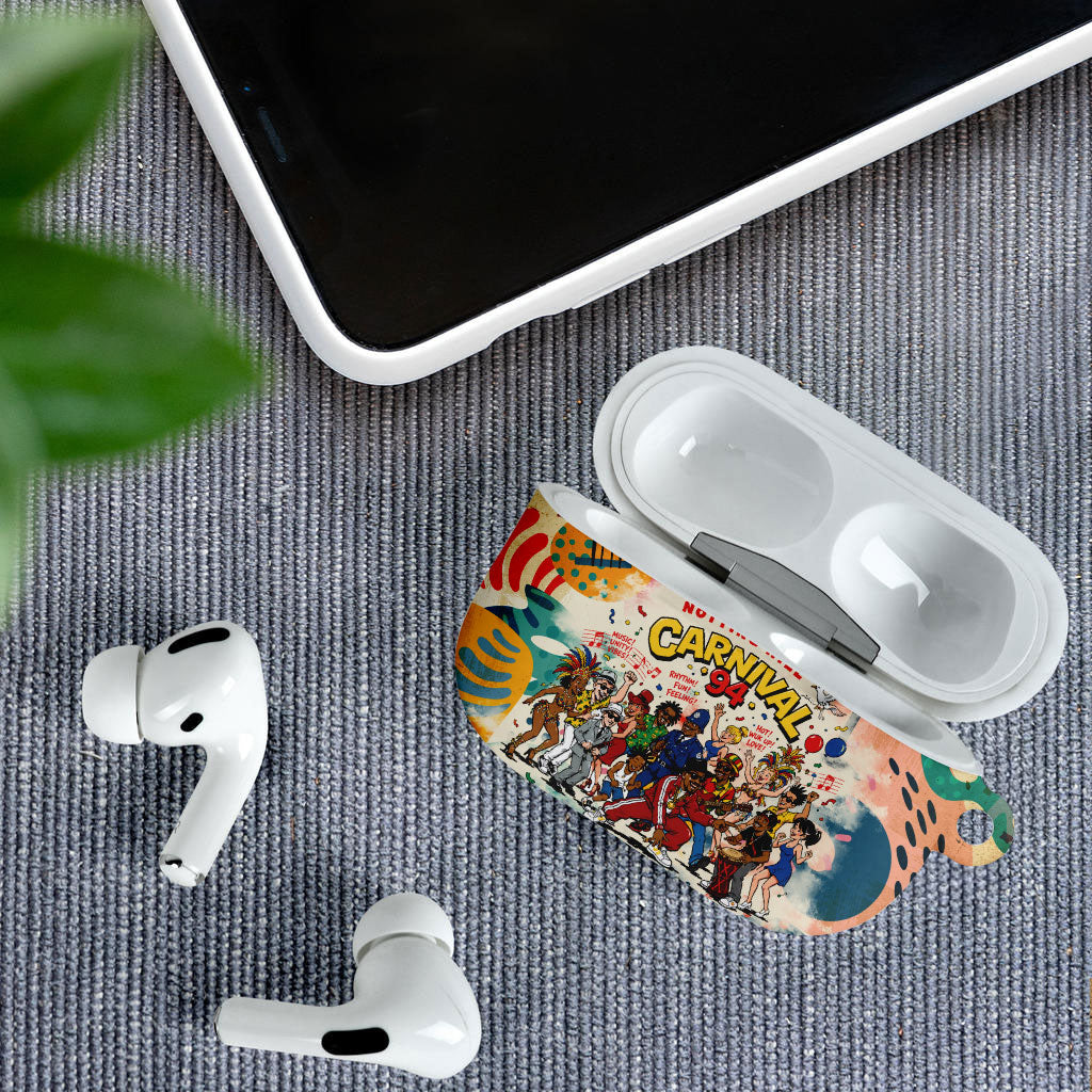 Notting Hill Carnival 94 AirPods Case Vintage Festival Music Caribbean Dancers Steel Drums Pop Art