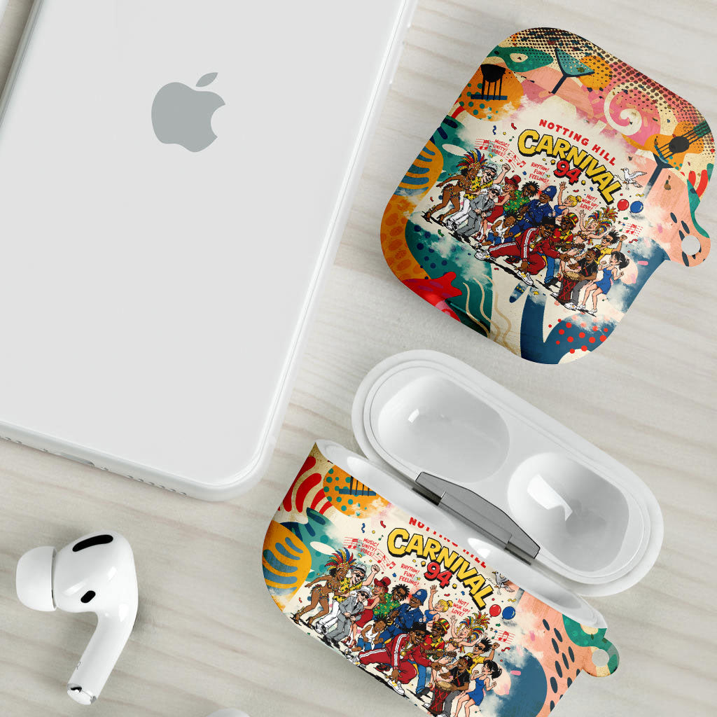 Notting Hill Carnival 94 AirPods Case Vintage Festival Music Caribbean Dancers Steel Drums Pop Art