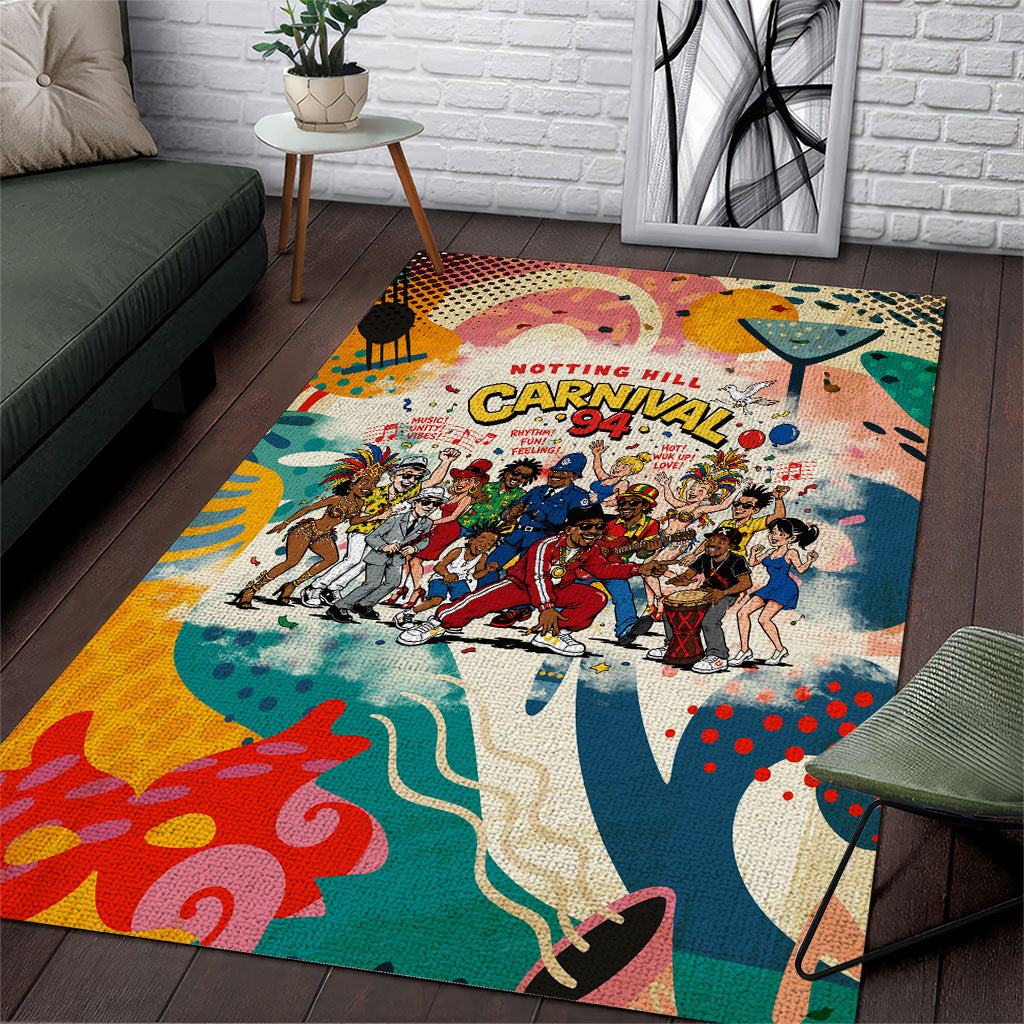 Notting Hill Carnival 94 Area Rug Vintage Festival Music Caribbean Dancers Steel Drums Pop Art