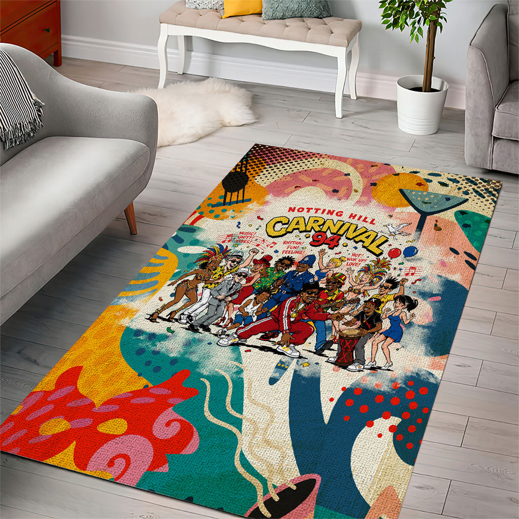 Notting Hill Carnival 94 Area Rug Vintage Festival Music Caribbean Dancers Steel Drums Pop Art