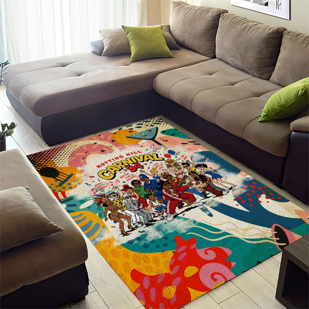 Notting Hill Carnival 94 Area Rug Vintage Festival Music Caribbean Dancers Steel Drums Pop Art