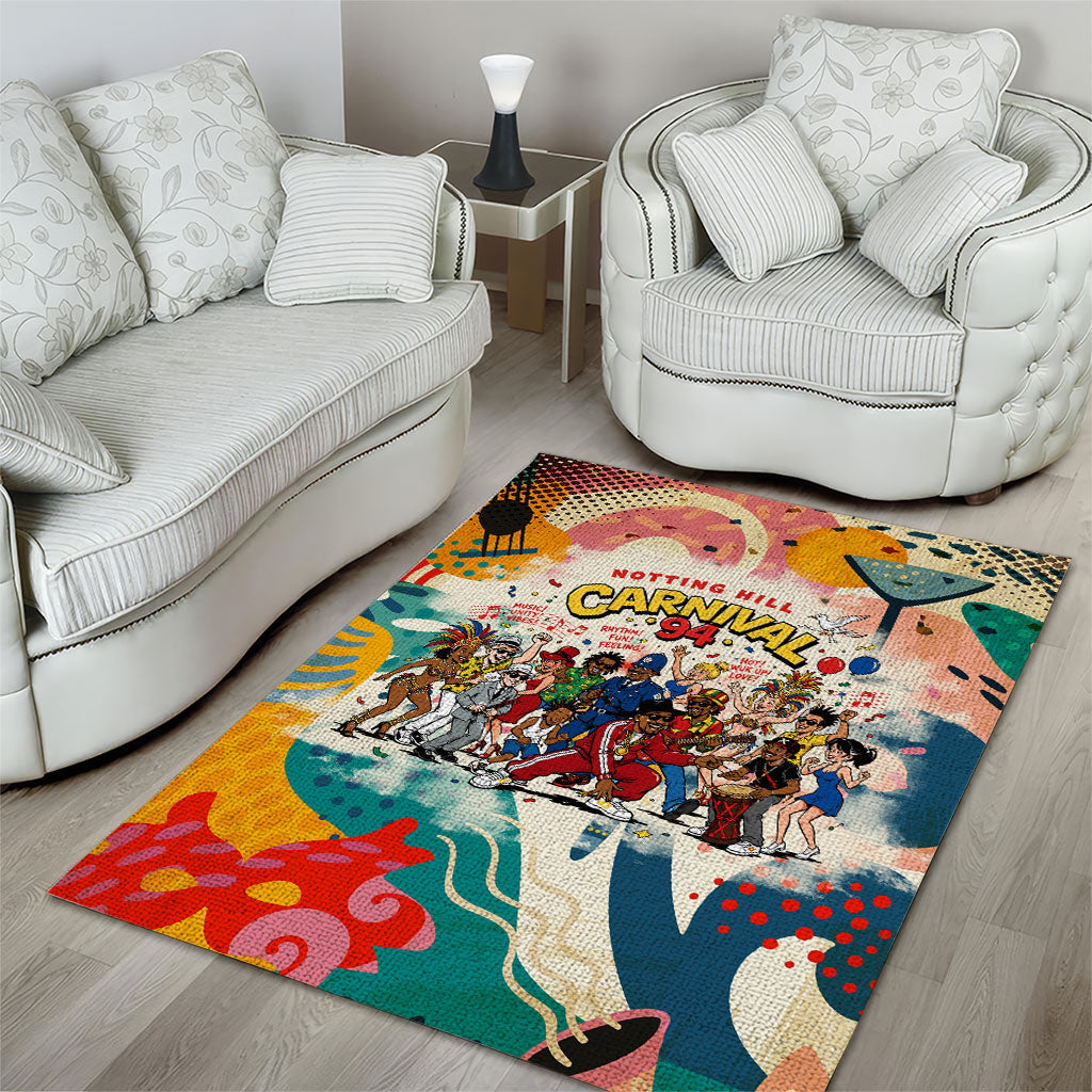 Notting Hill Carnival 94 Area Rug Vintage Festival Music Caribbean Dancers Steel Drums Pop Art