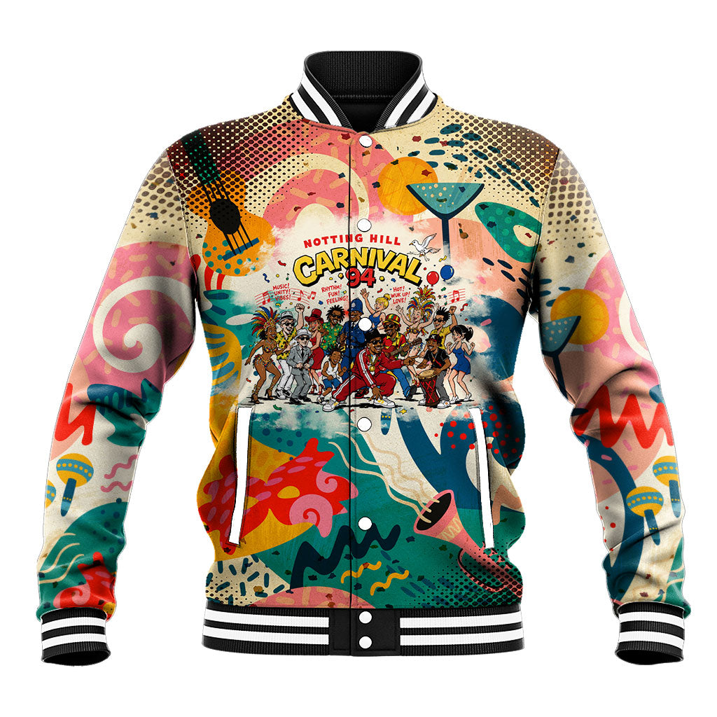 Notting Hill Carnival 94 Baseball Jacket Vintage Festival Music Caribbean Dancers Steel Drums Pop Art