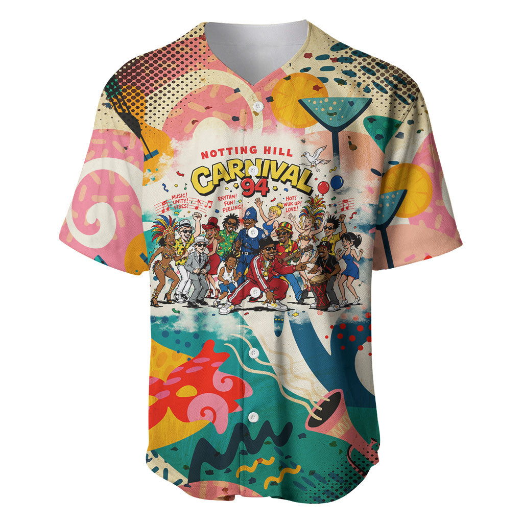 Notting Hill Carnival 94 Baseball Jersey Vintage Festival Music Caribbean Dancers Steel Drums Pop Art