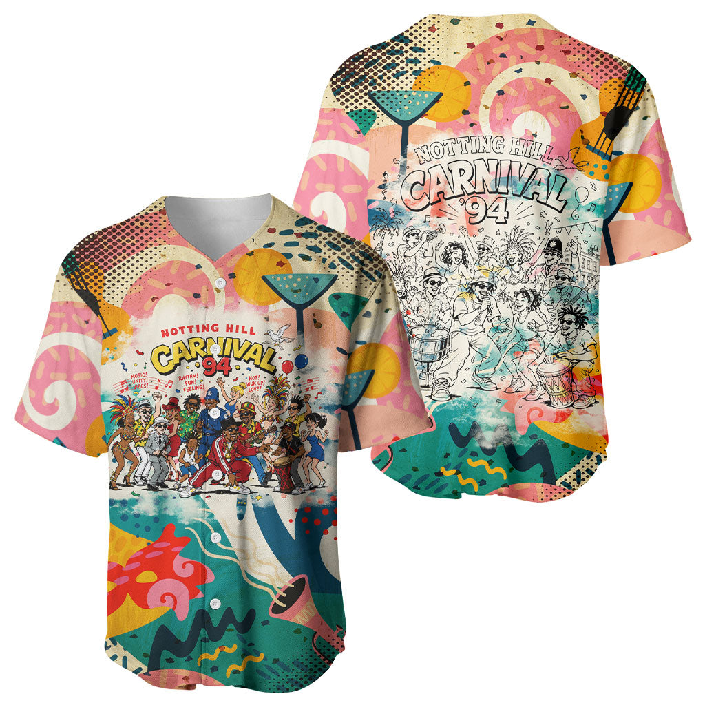 Notting Hill Carnival 94 Baseball Jersey Vintage Festival Music Caribbean Dancers Steel Drums Pop Art